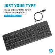 HP 150 Keyboard - Cable Connectivity - USB Type A Interface